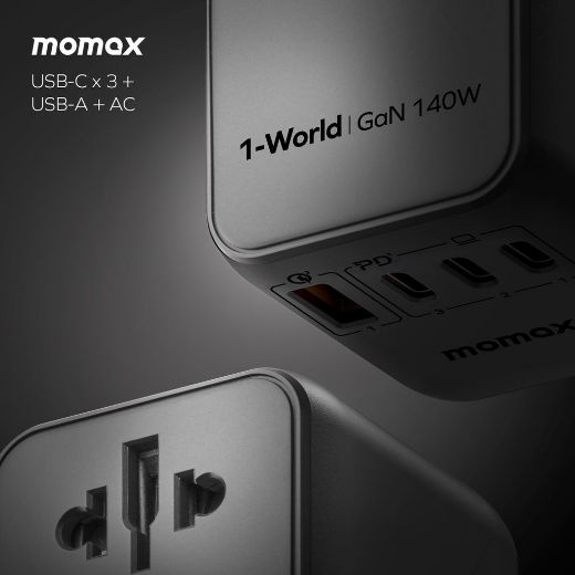 Picture of Momax 140W 4 Port Travel Adaptor - Black