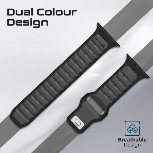 Picture of Promate Durable Two-Toned Silicone Sporty Watch Band for Apple Watch 42/44/45/49mm - Black